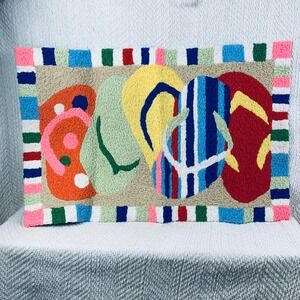 Jellybean Accent Rug Mat Multicolor Flip Flops Coastal Beach House Decor Welcome